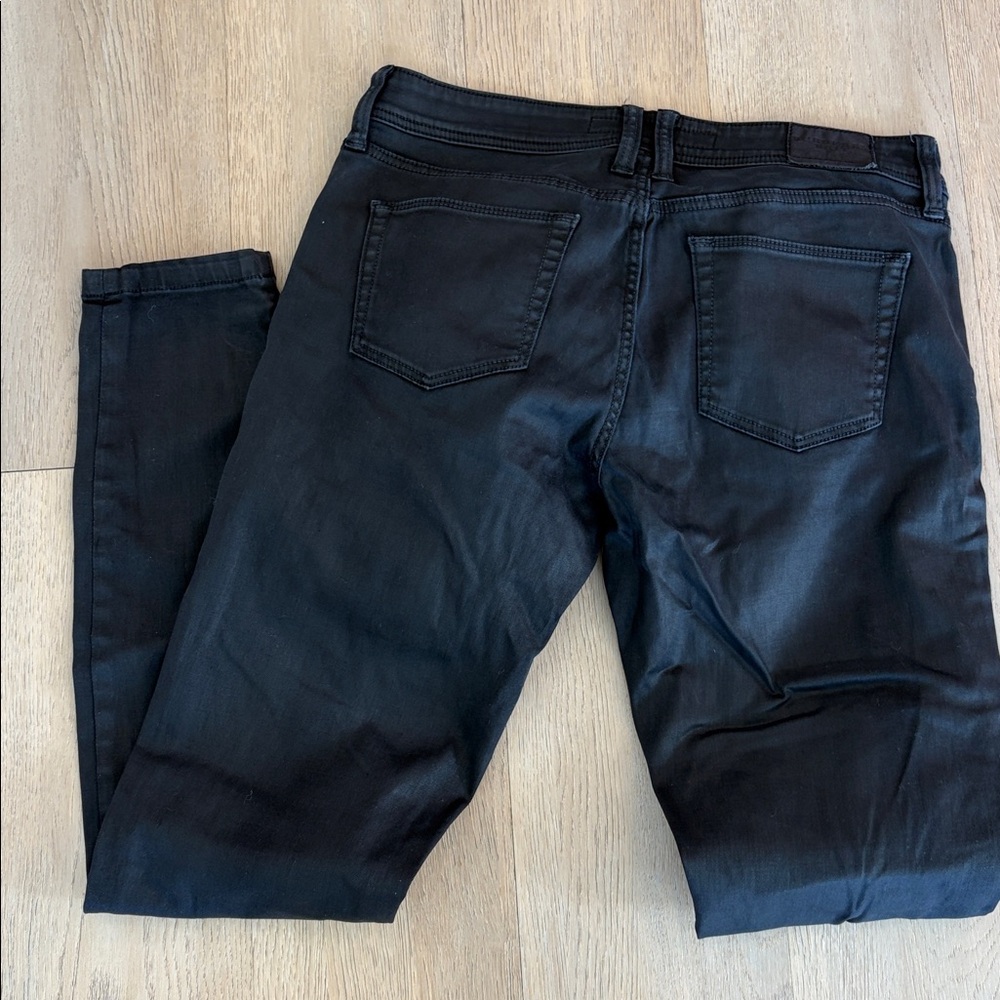 Burberry Brit Low Rise Black Skinny Black Coated Jeans Size 28 - Picture 6 of 7